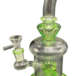 9.5" Bent Neck Water Pipe with Green Alien Head