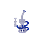 8" Bent Neck Blue Recycler Water Pipe