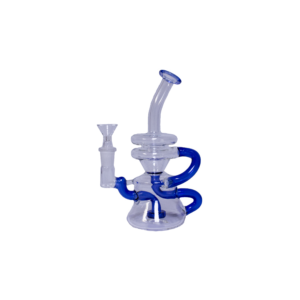 8" Bent Neck Blue Recycler Water Pipe