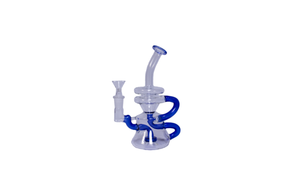 8" Bent Neck Blue Recycler Water Pipe