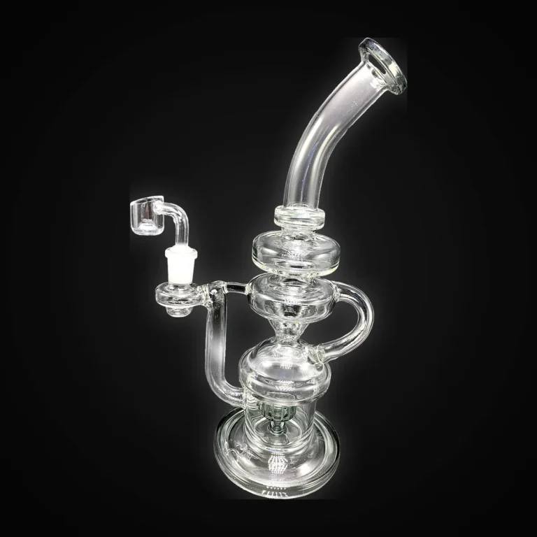 11.5" Bent Neck Recycler Water Pipe - Clear Black