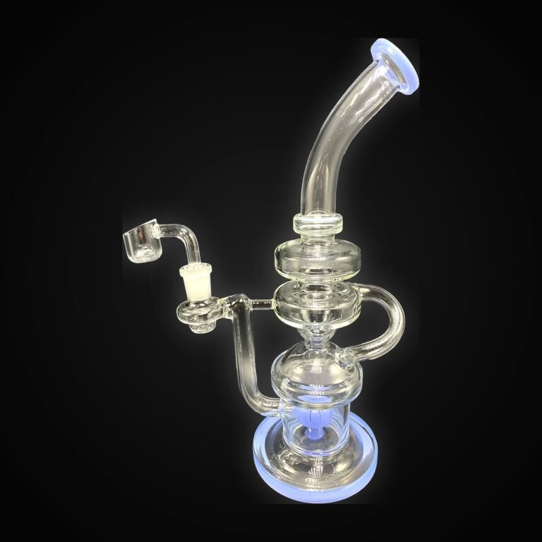 11.5" Bent Neck Recycler Water Pipe - Jade Blue
