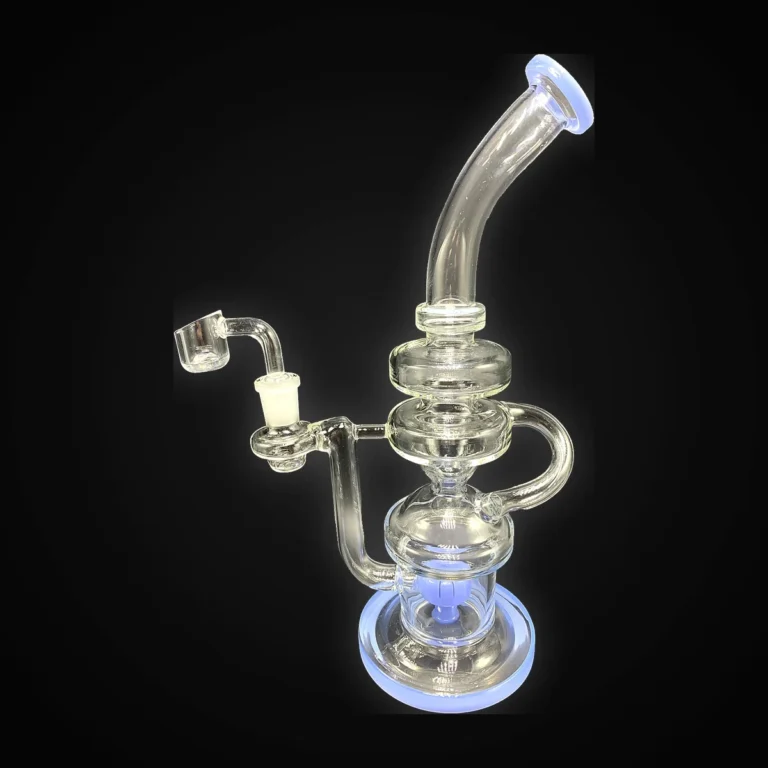 11.5" Bent Neck Recycler Water Pipe - Jade Blue