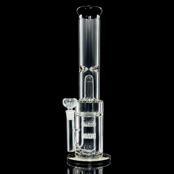 Waterpipe - 18in - Tube Shift - 5mm Thick - Tree Perc - Asst. Color Accents