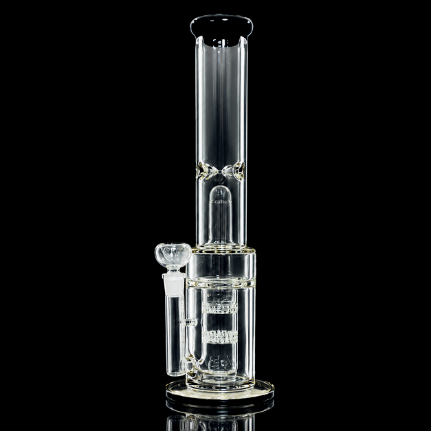Waterpipe - 18in - Tube Shift - 5mm Thick - Tree Perc - Asst. Color Accents