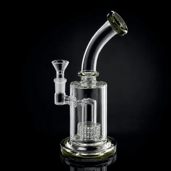 Waterpipe - 8.5in - Bent Neck - Cylindrical Perc - Asst. Color Accents