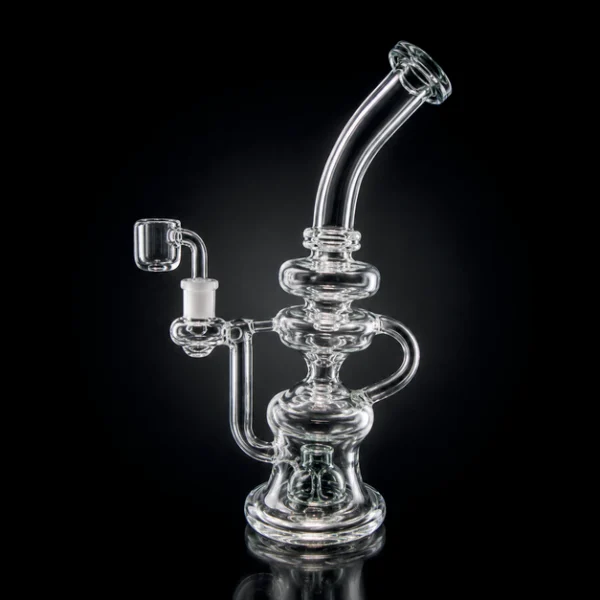Waterpipe - 11.5in - Bent Neck - Triple Chamber Recycler - Clear