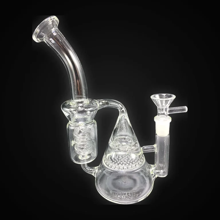 8" Bent Neck Offset Clear Recycler Rig with Male Joint
