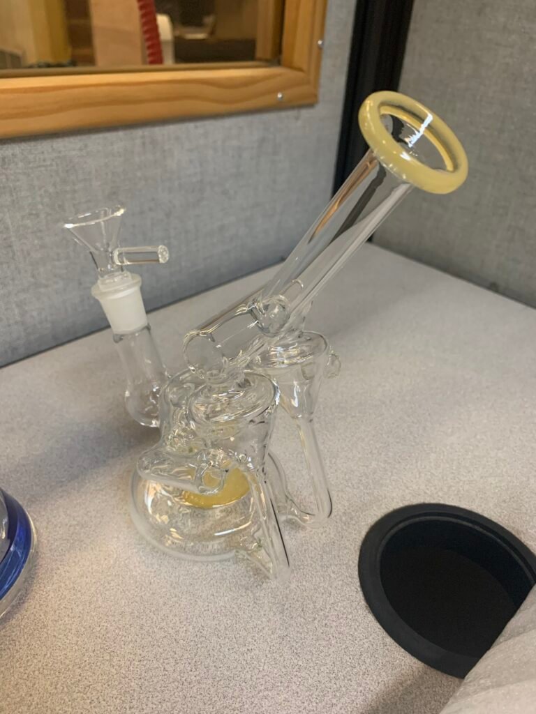 8" Bent Neck Double Arm Recycler Circle Perc Color Accent