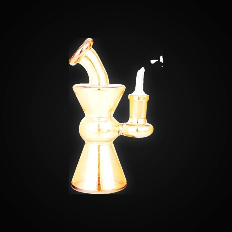 7" Hourglass Bent Neck Platinum Fumed Rig - Amber