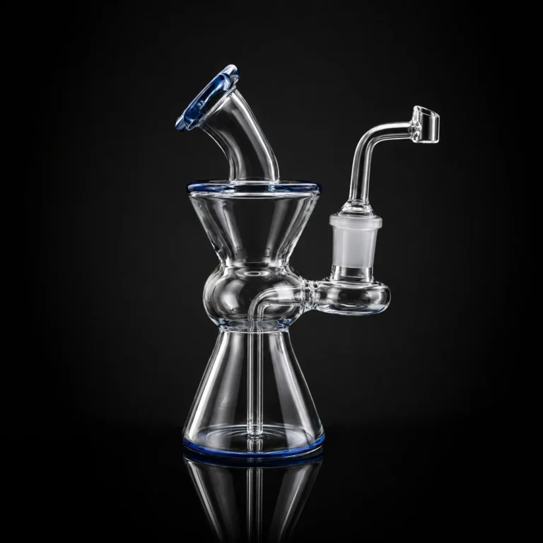 7" Hourglass Bent Neck Platinum Fumed Rig - Smoke