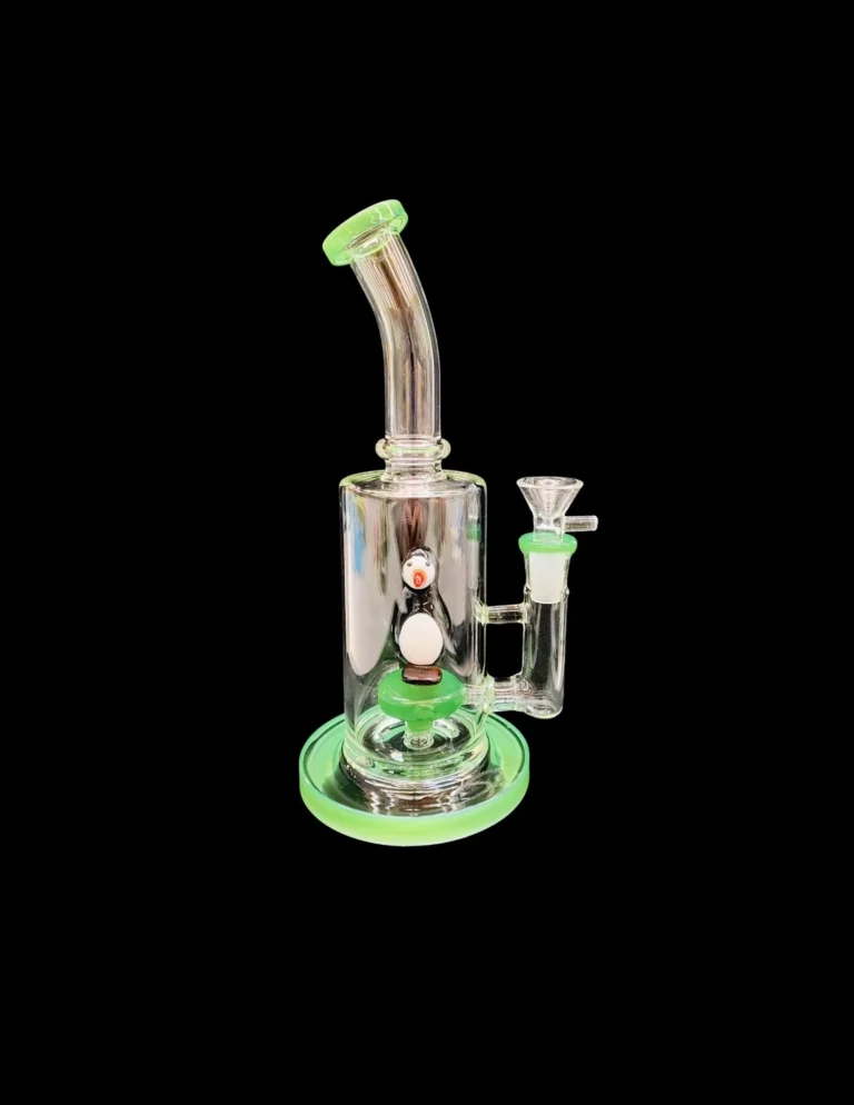 10" Bent Neck Jade Green Water Pipe with Circ Perc and Penguin