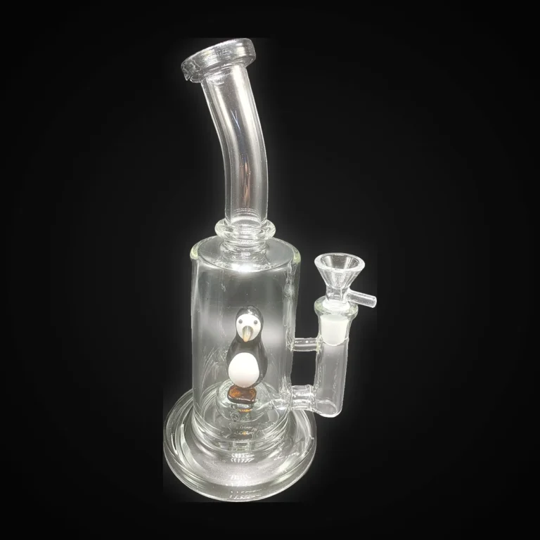 10" Bent Neck Transparent Black Water Pipe with Circ Perc and Penguin