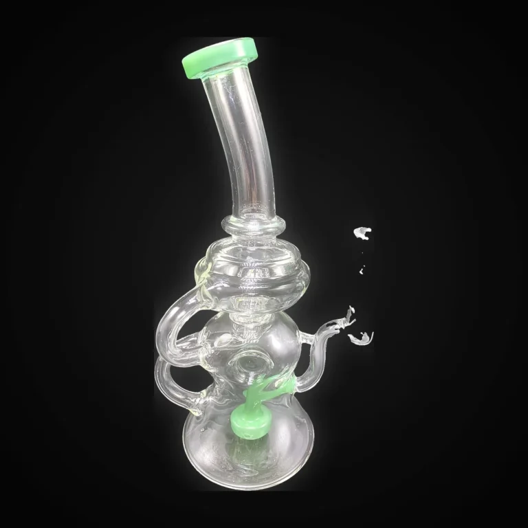 10.5" Bent Neck Recirculating Jade Green Water Pipe with Disc Perc