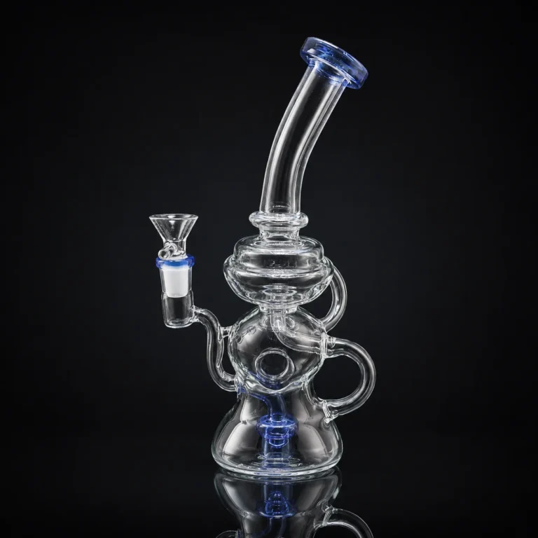 10.5" Bent Neck Recirculating Blue Jade Water Pipe with Disc Perc