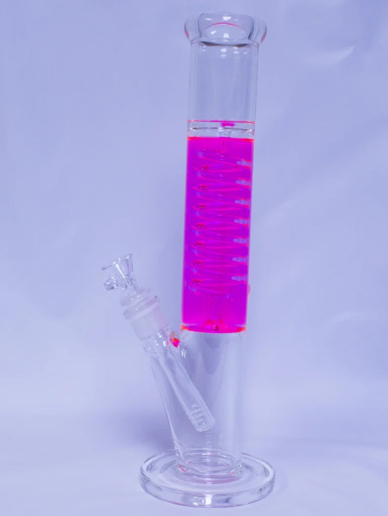 Water Pipe with Pink Glycerin Cylinder and Coil