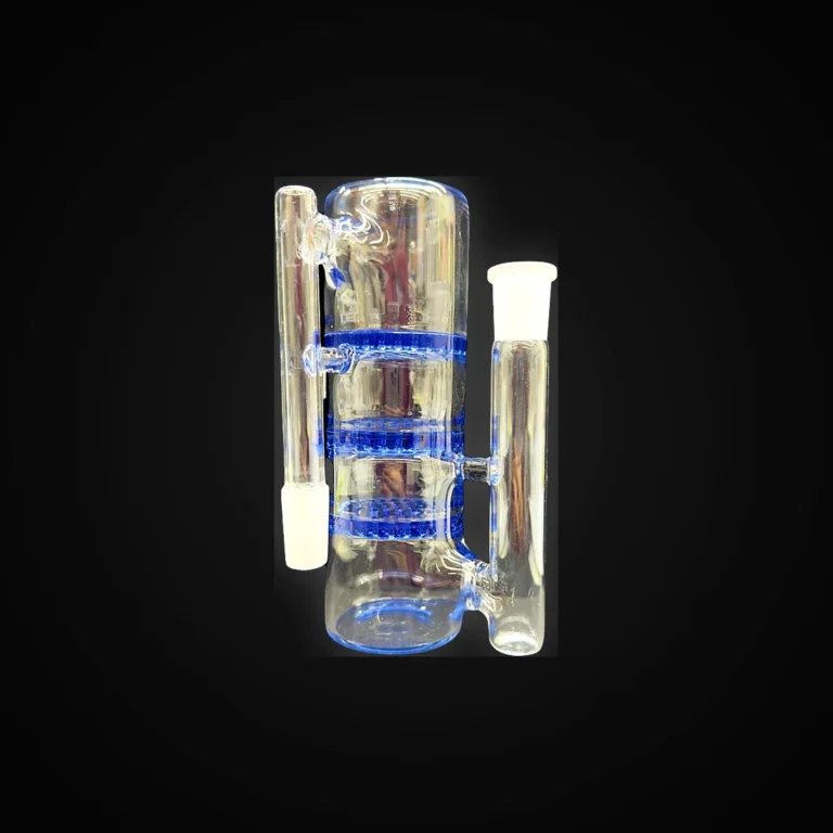 14mm 90° male Ash Catcher with Triple Honeycomb Blue