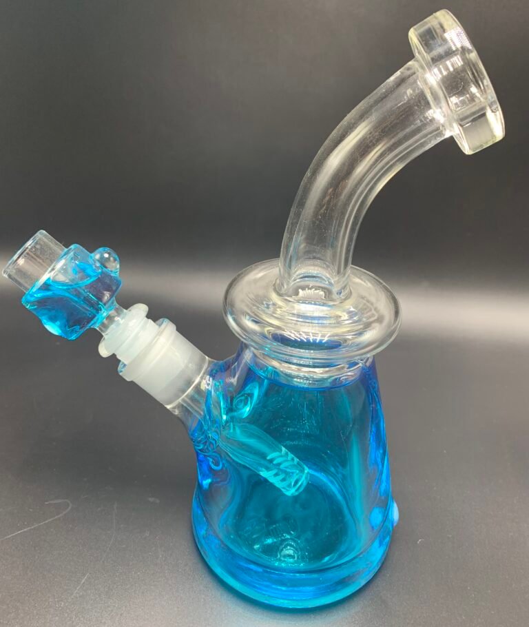 Bent Neck Glycerin Blue Water Pipe