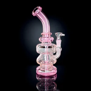Waterpipe - 10in - Bent Neck - Vertical Perc - Asst. Color Accents