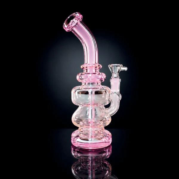 Waterpipe - 10in - Bent Neck - Vertical Perc - Asst. Color Accents