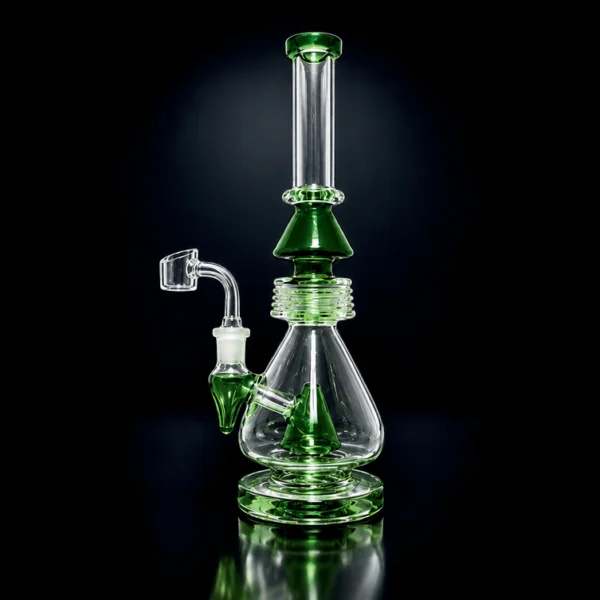 Waterpipe - 12in - Tube Shift - Teardrop Shape - Cone Perc - Includes Banger - Asst. Color Accents