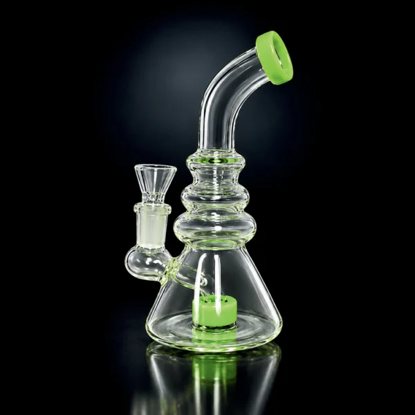Waterpipe - 7in - Bent Neck Beaker - Barrlel Perc - Asst.Color Accents