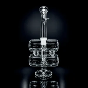 Waterpipe - 8in - Bent Neck - Double Barrel - Clear