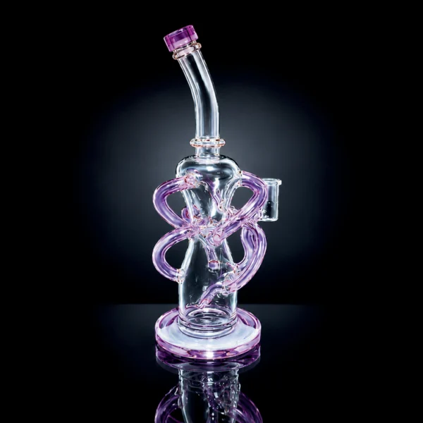 Waterpipe - 12in - Bent Neck - Recycler w/ Slit Diffuser - Pink