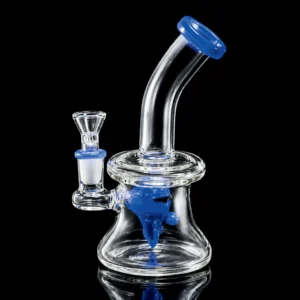 Waterpipe - 8in - Bent Neck - Face Perc - Asst Color Accents