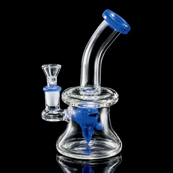 Waterpipe - 8in - Bent Neck - Face Perc - Asst Color Accents