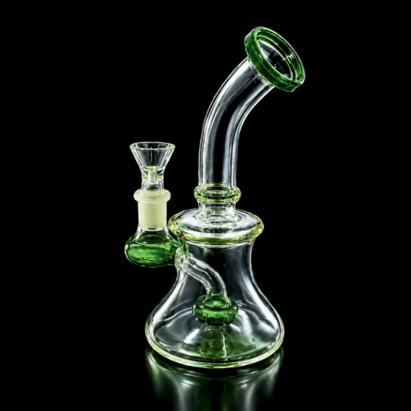 Waterpipe - 7in - Bent Neck - Showerhead Perc - Bell Style Base - Asst. Color Accents