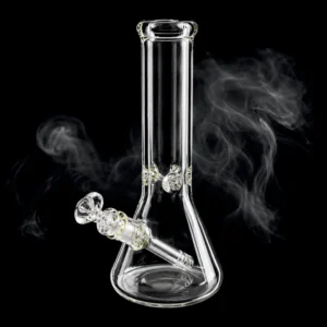 Waterpipe - 14in - Beaker Bottom - 7mm Thick - Ice Pinch - Clear