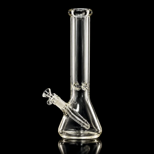 Waterpipe - 14in - Beaker Bottom - 9mm Thick - Ice Pinch - Clear