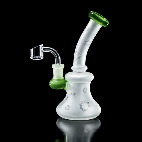 Waterpipe - 7.5in - Bent Neck - Includes Banger - Sandblasted - Asst. Color Accents