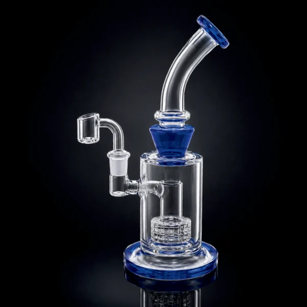 Waterpipe - 9.5in - Bent Neck -Matrix Perc - Asst. Color Accents