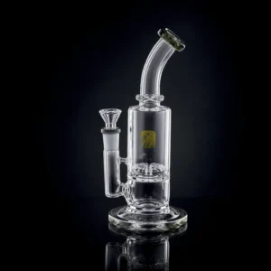Waterpipe - 9.5in - Bent Neck - Honeycomb Tower Perc - Asst. Color Accents