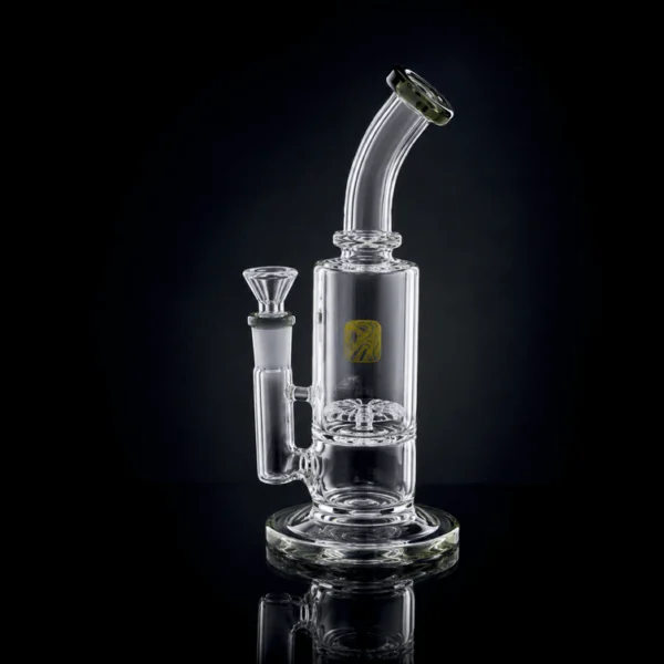 Waterpipe - 9.5in - Bent Neck - Honeycomb Tower Perc - Asst. Color Accents