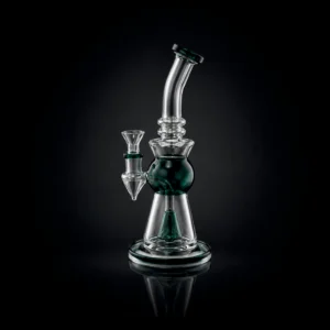 Waterpipe - 10in - Bent Neck - Honeycomb and Conical Percs - Green Accents