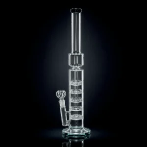 Waterpipe - 18in - 5 Stacked Honeycomb Percs - Asst. Color Accents