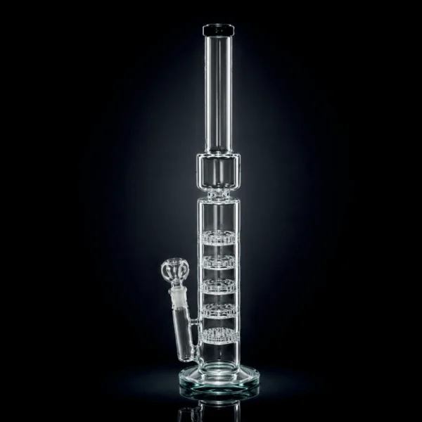 Waterpipe - 18in - 5 Stacked Honeycomb Percs - Asst. Color Accents