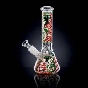 Waterpipe - 10in - Beaker Bottom - King Cobra Spider Web - Glow in the Dark