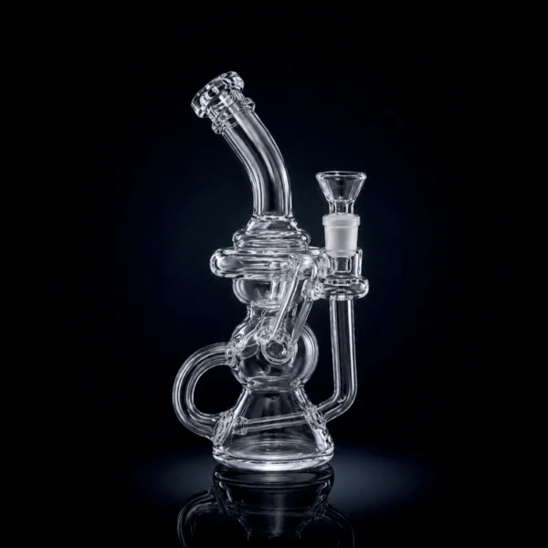 Waterpipe - 8.5in - Bent Neck - Recycler - Clear