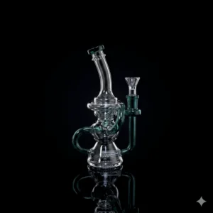 Waterpipe - 8.5in - Bent Neck - Recycler - Showerhead Pec - Teal Accents