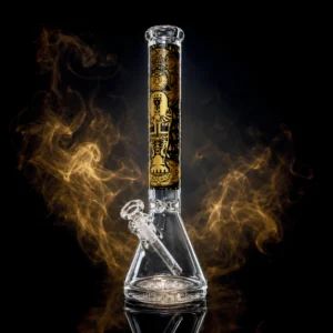 Waterpipe - 17.5in - Beaker Base - Golden Aztec Design - Ice Pinch