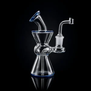 Waterpipe - 7in - Bent Neck - Hourglass Bubbler -Asst. Color Accents - Includes Banger