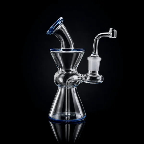 Waterpipe - 7in - Bent Neck - Hourglass Bubbler -Asst. Color Accents - Includes Banger