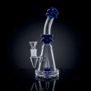 Waterpipe - 9.5in - Beaker Base - Bent Neck - Showerhead Perc - Asst. Color Accents