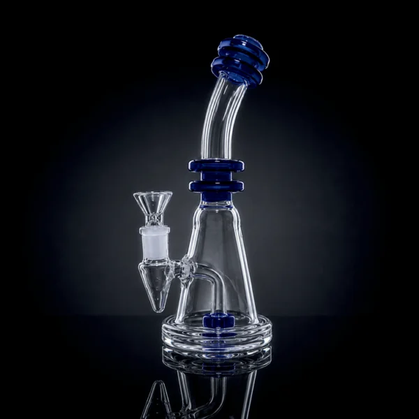 Waterpipe - 9.5in - Beaker Base - Bent Neck - Showerhead Perc - Asst. Color Accents