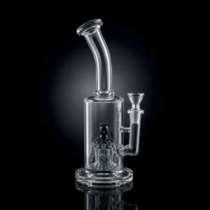 Waterpipe - 10in - Bent Neck - Octopus Slitted Perc - Black Accents