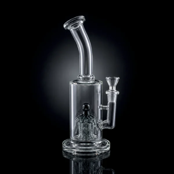 Waterpipe - 10in - Bent Neck - Octopus Slitted Perc - Black Accents